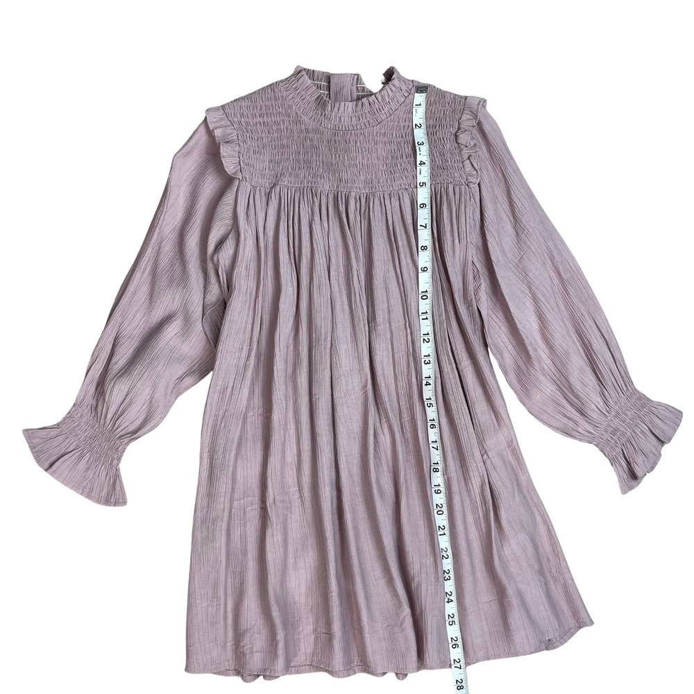 Girls Smocked Neckline Ruffle Dress Long Sleeve Mauve Sz 8 Cottagecore Whimsical - Picture 8 of 9